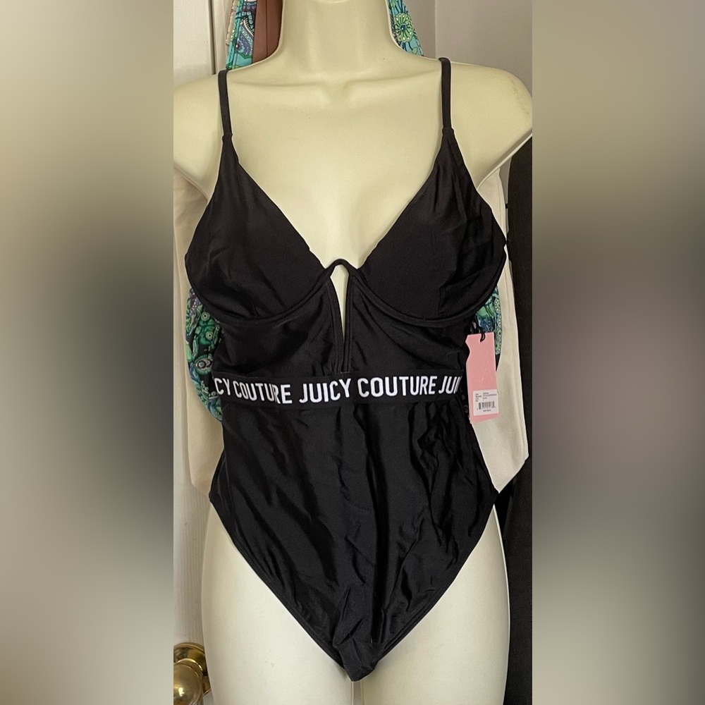 NWT! Juicy Couture SEXY one pc Black swimsuit bathing suit S M L